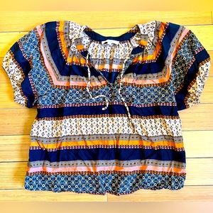 Beautiful orange and blue blouse